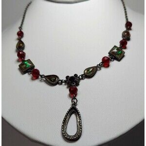 Teardrop Y- necklace on dark chain 16"